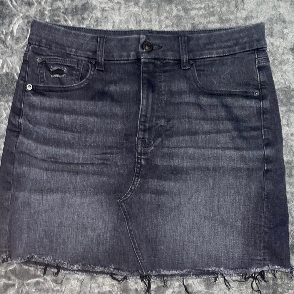 American Eagle Curvy High Rise Denim Mini Skirt
